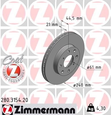 Brake Disc COAT Z 280.3154.20 Zimmermann