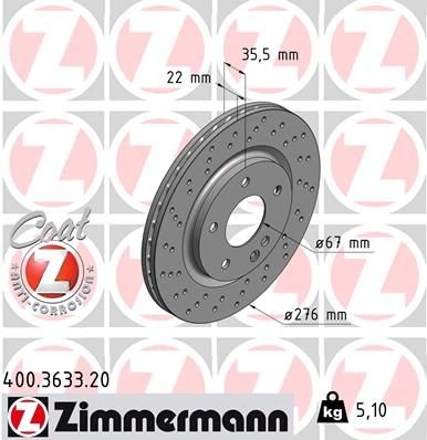 Brake Disc COAT Z 400.3633.20 Zimmermann