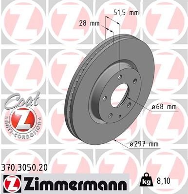 ZIMMERMANN Brake disc internally vented 370.3050.20 Brake rotor,Brake discs MAZDA,CX-5 (KE, GH),6 Kombi (GJ, GL),6 Limousine (GJ, GL)