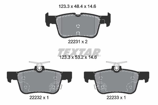 TEXTAR Brake pad set FORD 2223103 2209329,2247444,2367295 2379248,2433333,2494035,JX6Z2200E,KTJ1GC2M007AC,KTJX612M007AEB,KTJX612M007AEC,KTJX612M007AED