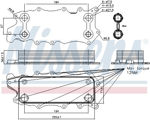 NISSENS Oil Cooler MERCEDES-BENZ,JEEP,CHRYSLER 90784 5179360AA,5179360AB,6421800165 Oil Cooler, engine oil 6421880001,A6421800165,A6421880001