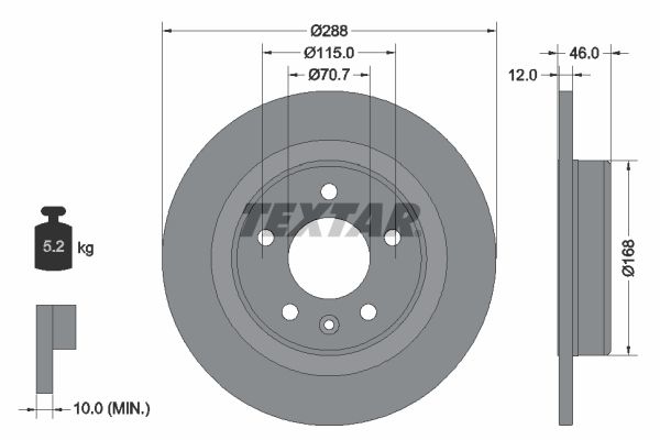 TEXTAR Brake disc PRO solid 92314603 Brake rotor,Brake discs OPEL,CHEVROLET,BUICK (SGM),INSIGNIA Caravan,INSIGNIA CC,Insignia B Country Tourer (Z18)