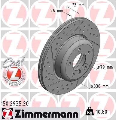 ZIMMERMANN Brake disc slotted/perforated 150.2935.20 Brake rotor,Brake discs BMW,3 Touring (E91),3 Limousine (E90),1 Schrägheck (E87),3 Coupe (E92)