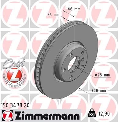 ZIMMERMANN Brake disc internally vented 150.3478.20 Brake rotor,Brake discs BMW,5 Touring (F11),5 Limousine (F10),7 (F01, F02, F03, F04),5 GT (F07)