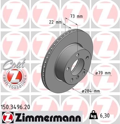 ZIMMERMANN Brake disc internally vented 150.3496.20 Brake rotor,Brake discs BMW,1 Schrägheck (F20),1 Schrägheck (F21),2 Coupe (F22, F87)