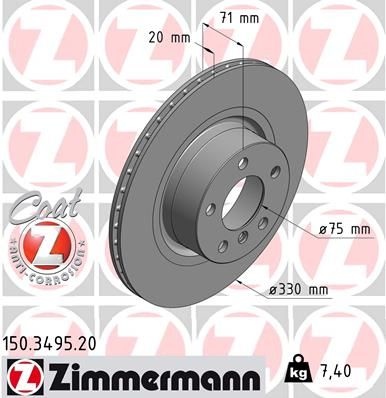 ZIMMERMANN Brake disc BMW 150.3495.20 34206790362,34206868936,34206886482 Brake rotor,Brake discs,Brake rotors