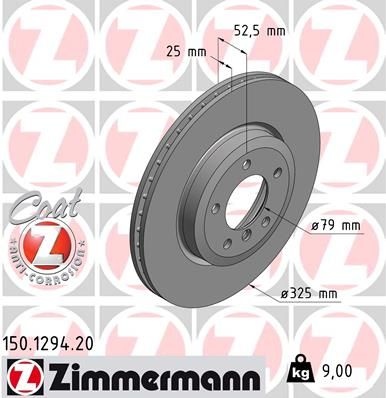 ZIMMERMANN Brake disc internally vented 150.1294.20 Brake rotor,Brake discs BMW,3 Limousine (E46),3 Touring (E46),3 Coupe (E46),Z4 Roadster (E85)