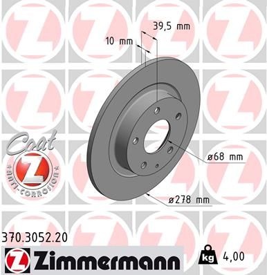 ZIMMERMANN Brake disc solid 370.3052.20 Brake rotor,Brake discs MAZDA,6 Kombi (GJ, GL),6 Limousine (GJ, GL)