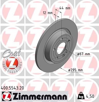 ZIMMERMANN Brake disc COAT Z solid 400.5543.20 Brake rotor,Brake discs MERCEDES-BENZ,A-Klasse (W177),B-Klasse (W247),A-Klasse Limousine (W177)