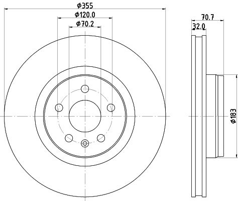 HELLA Brake disc PRO HC internally vented 8DD 355 132-931 Brake rotor,Brake discs TESLA,Model S (5YJS),Model X (5YJX)