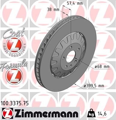 ZIMMERMANN Brake disc FORMULA Z BRAKE DISC two-part brake disc 100.3375.75 Brake rotor,Brake discs VW,AUDI,Touareg (CR7),Q7 (4MB),A6 Avant (4A5, C8)