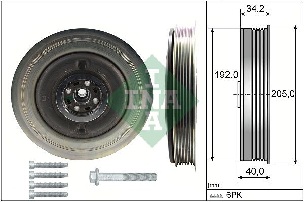 INA Belt Pulley Set, crankshaft 544 0504 20  VOLVO,XC60 (156),V70 III (135),V60 (155, 157),V40 Schrägheck (525, 526),XC60 II (246),XC40 (536)