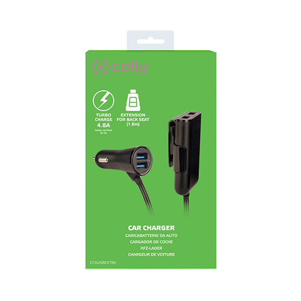 Celly Car charger extend 4 USB black