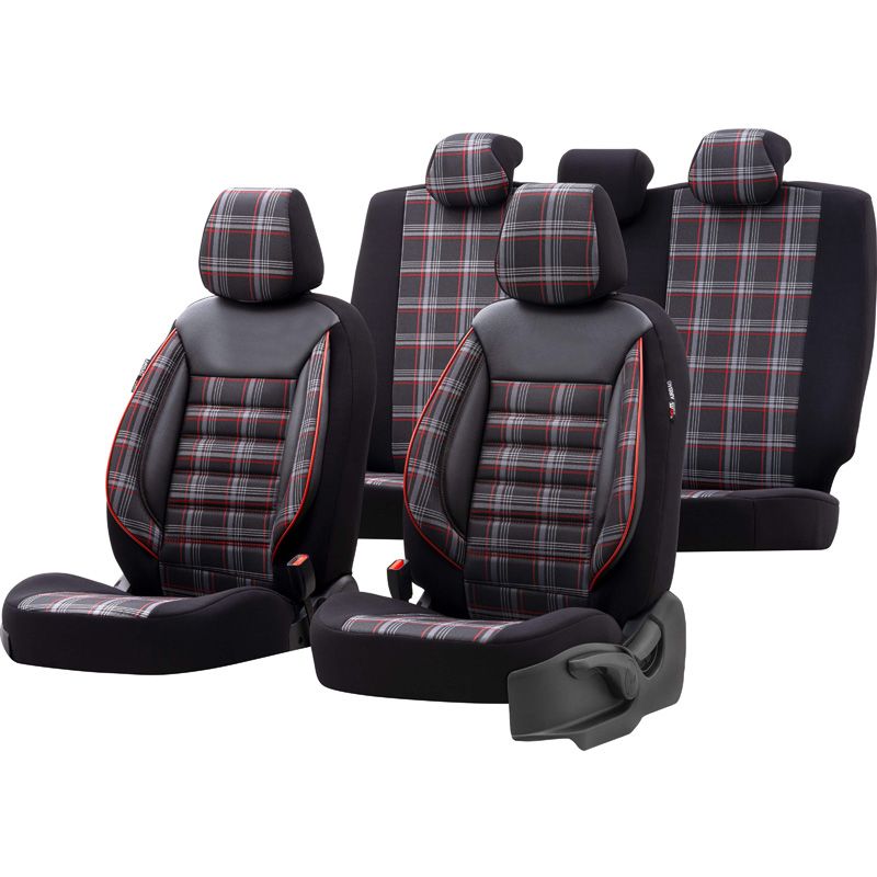 otoM Fabric Seat Cover Set 'Sports' - Black / Red - -piece