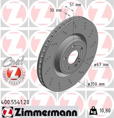 ZIMMERMANN Brake disc COAT Z Perforated 400.5541.20 Brake rotor,Brake discs MERCEDES-BENZ,A-Klasse (W177),B-Klasse (W247),A-Klasse Limousine (W177)
