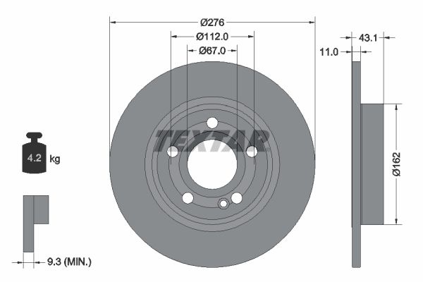TEXTAR Brake disc PRO solid 92316803 Brake rotor,Brake discs MERCEDES-BENZ,A-Klasse (W177),B-Klasse (W247),A-Klasse Limousine (W177),CLA Coupe (C118)