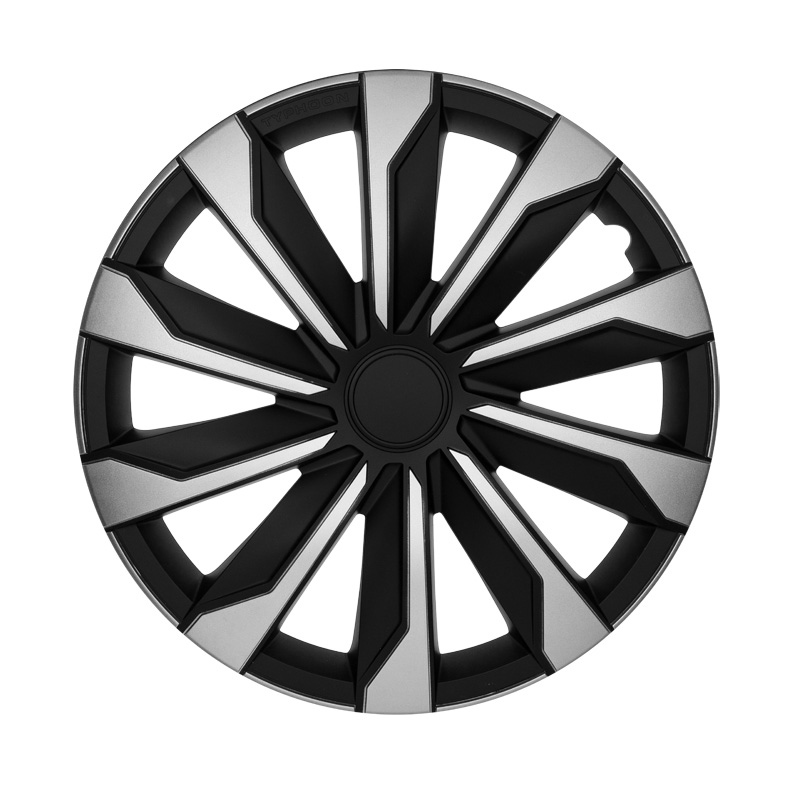 4-piece Hubcaps Typhoon 14-inch silver / black