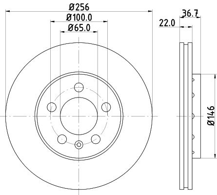 HELLA Brake disc VW,AUDI,SKODA 8DD 355 127-291 1J0615301D,1J0615301L,1JE615301 Brake rotor,Brake discs,Brake rotors 5Z0615301B,6R0615301,6R0615301C