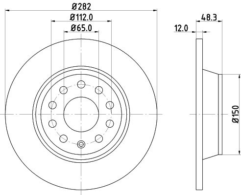 HELLA Brake disc VW,AUDI,SKODA 8DD 355 112-141 1K0615601AD,1K0615601M,5Q0615601G Brake rotor,Brake discs,Brake rotors 5Q0615601Q,JZW615601F,1K0615601M