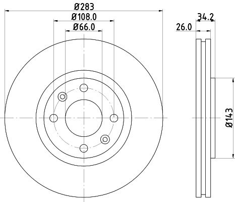 HELLA Brake disc OPEL,PEUGEOT,CITROËN 8DD 355 108-371 1606401480,1613703980,1618862780 Brake rotor,Brake discs,Brake rotors 1667857480,4246W2,4246W8