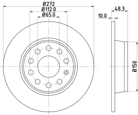 HELLA Brake disc VW,AUDI,FORD 8DD 355 116-971 1K0615601AA,5N0615301,5Q0615601D Brake rotor,Brake discs,Brake rotors 5QD615601A,6R0615601,1K0615601AA
