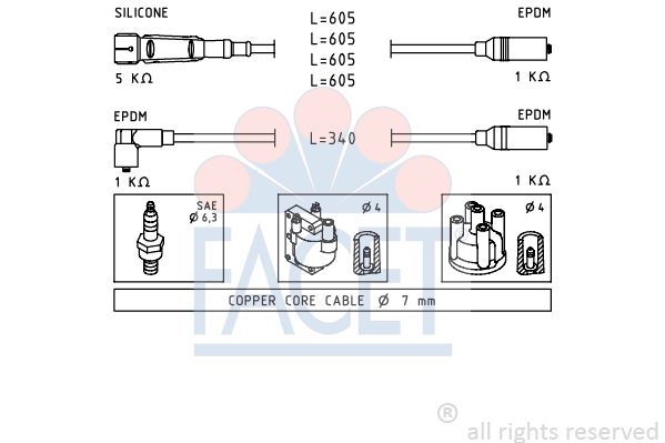 Ignition Cable Kit Made in Italy - OE Equivalent 4.8768 Facet