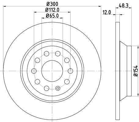HELLA Brake disc VW,AUDI,FORD 8DD 355 119-481 3Q0615601,3Q0615601A,L3QD615601 Brake rotor,Brake discs,Brake rotors 3Q0615601,3Q0615601A,2587062