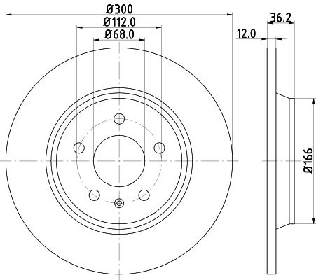 HELLA Brake disc AUDI 8DD 355 113-931 8K0615601B,8K0615601J,8K0615601M Brake rotor,Brake discs,Brake rotors L8K0615601B,L8KD615601A,8K0615601B