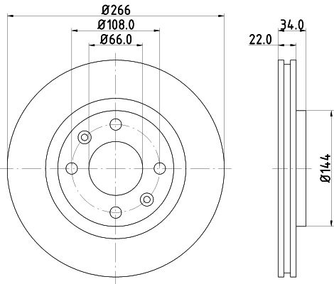 HELLA Brake disc OPEL,PEUGEOT,CITROËN 8DD 355 108-351 1613191380,1618890480,1629058880 Brake rotor,Brake discs,Brake rotors 4246W1,4246W7,424915