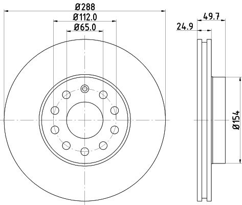 HELLA Brake disc VW,AUDI,FORD 8DD 355 128-001 1K0615301K,1K0615301T,5C0615301A Brake rotor,Brake discs,Brake rotors 5C0615301D,5Q0615301H,JZW615301J