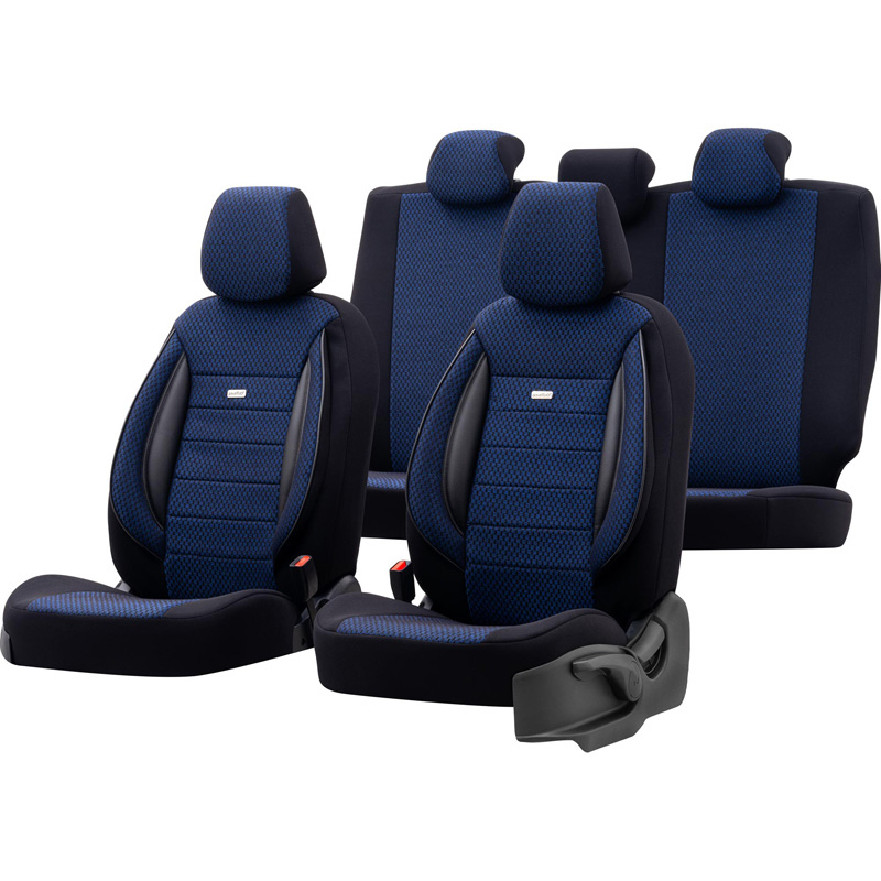 Universal Fabric Seat Cover Set 'SelectedFit Sports' Black/Blue - -piece - suitable for Side-A