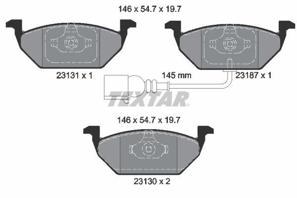 TEXTAR Brake pad set VW,AUDI,SKODA 2313101 1J0698151D,1J0698151E,1J0698151F 1J0698151G,1K0698151A,1K0698151D,1K0698151F,1K0698151G,1K0698151J,7709D768