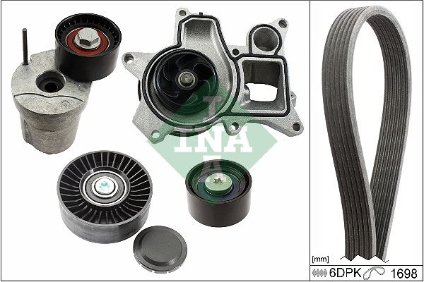 INA Water Pump + V-Ribbed Belt Kit BMW 529 0369 30 11282365922,11287556251,11287800333 11287800341,11287800562,11288506993,11288512068,11517807311