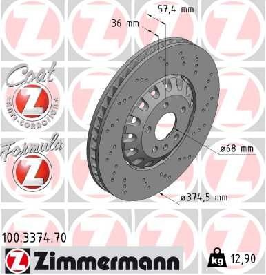 ZIMMERMANN Brake disc FORMULA Z BRAKE DISC two-part brake disc 100.3374.70 Brake rotor,Brake discs VW,AUDI,Touareg (CR7),A4 B9 Avant (8W5, 8WD)