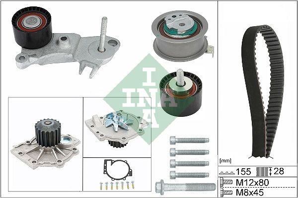 INA Water Pump + Timing Belt Kit with water pump 530 0762 30 VOLVO,XC60 (156),V70 III (135),V60 (155, 157),V40 Schrägheck (525, 526),XC60 II (246)