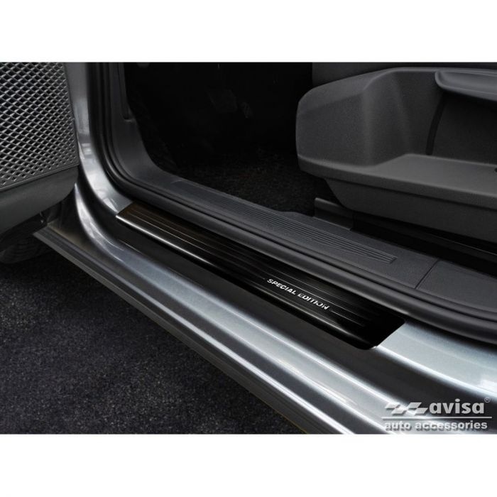 Black stainless steel door sills suitable for Volkswagen Caddy V 2020- - 'Special Edition' - 2-piece