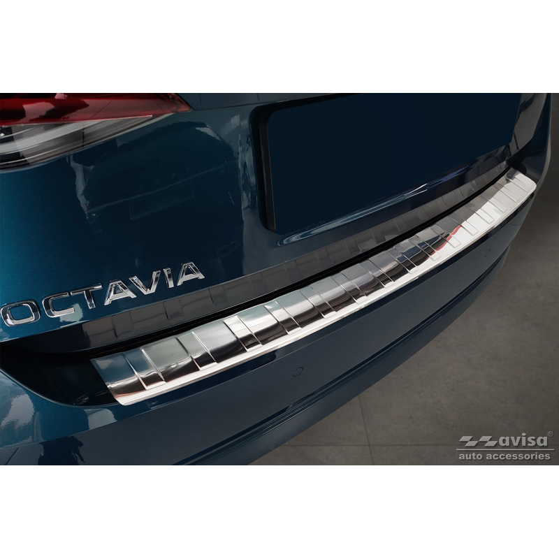 Protection de Pare-Chocs arrière en acier inoxydable pour Skoda Octavia IV Liftback 2020- Ribs AV235561 - Winparts