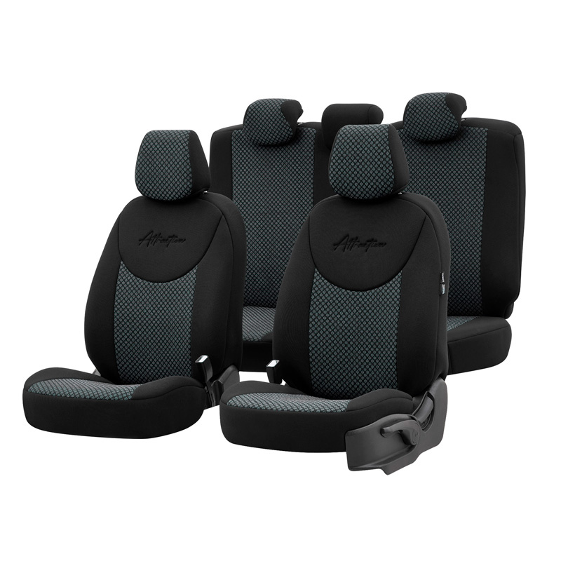 Universal Fabric Seat Cover Set 'Attraction' Black/Grey - -Piece