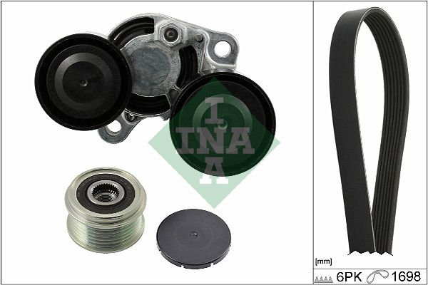 INA V-ribbed belt set BMW 529 0206 20 11287810807,11288507415,11288512067 Serpentine belt kit,Auxiliary belt kit,Poly V-belt kit,V-ribbed belt kit