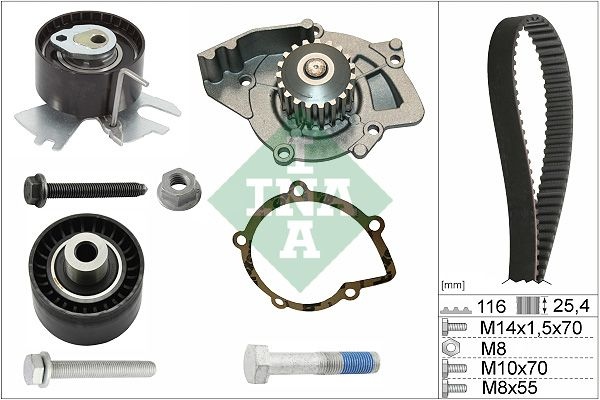 INA Water Pump + Timing Belt Kit with water pump 530 0558 31 FORD,FIAT,PEUGEOT,FOCUS III Turnier,MONDEO IV Turnier (BA7),Kuga Mk2 (DM2),S-MAX (WA6)