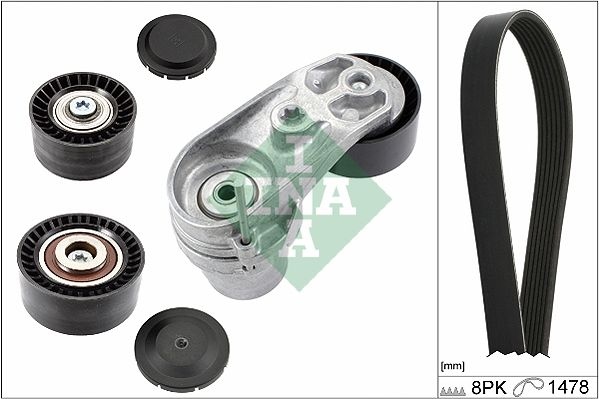 INA V-ribbed belt set Check alternator freewheel clutch & replace if necessary 529 0211 10 Serpentine belt kit,Auxiliary belt kit BMW,5 Touring (F11)