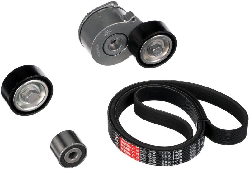 GATES V-ribbed belt set FIAT,PEUGEOT,CITROËN K016PK1438 6PK1438,T36025,T36032 Serpentine belt kit,Auxiliary belt kit,Poly V-belt kit,V-ribbed belt kit