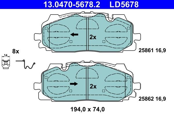 ATE Brake pad set Ceramic excl. wear warning contact 13.0470-5678.2 Brake pads,Brake pad set, disc brake VW,AUDI,Touareg (CR7),A4 B9 Avant (8W5, 8WD)