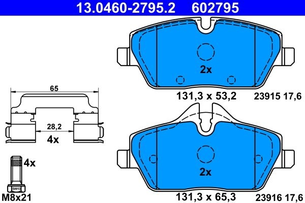 ATE Brake pad set excl. wear warning contact 13.0460-2795.2 Brake pads,Brake pad set, disc brake BMW,MINI,2 Active Tourer (F45),Schrägheck (F56)