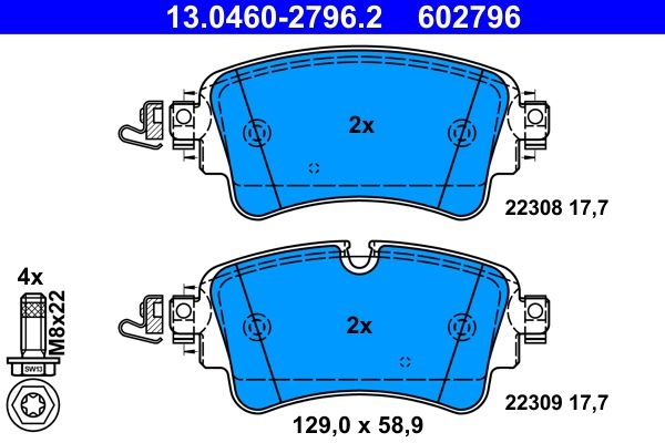 ATE Brake pad set VW,AUDI 13.0460-2796.2 4N0698451,80A698451B,8W0698451BJ 8W0698451F,8W0698451G,8W0698451H,8W0698451J,8W0698451K,8W0698451L,8W0698451P