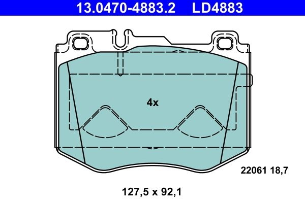 ATE Brake pad set MERCEDES-BENZ 13.0470-4883.2 0004208000,0004208100,0004209603 0084201820,0084201920,A0004208000,A0004208100,A0004209603,A0084201820