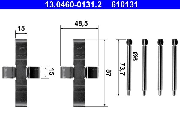 ATE Accessory Kit, disc brake pads 13.0460-0131.2  MERCEDES-BENZ,Stufenheck (W123),W123 Coupe (C123),W123 T-modell (S123)