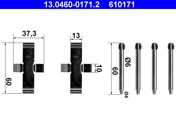 ATE Accessory Kit, disc brake pads 13.0460-0171.2  MERCEDES-BENZ,190 (W201),Stufenheck (W124),W124 Coupe (C124)