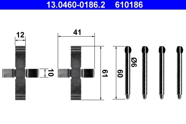ATE Accessory Kit, disc brake pads 13.0460-0186.2  MERCEDES-BENZ,190 (W201),Stufenheck (W124),C-Klasse Limousine (W202),W124 Coupe (C124)