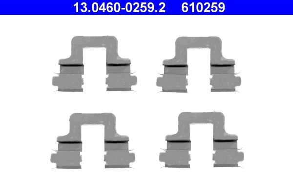 ATE Accessory Kit, disc brake pads Disc Brake 13.0460-0259.2  VW,AUDI,SEAT,Golf V Schrägheck (1K1),TOURAN (1T1, 1T2),GOLF VI (5K1)